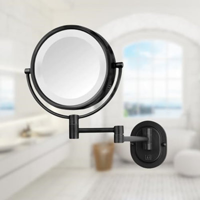 Guyapi 8" Lighted Wall Mount Magnified Makeup Mirror, Direct Wire