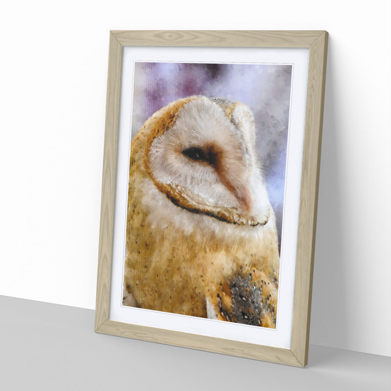 Barn Owl Vol.4 - Picture Frame Painting, 65cm H x 48cm W x 2cm D, Oak Framed