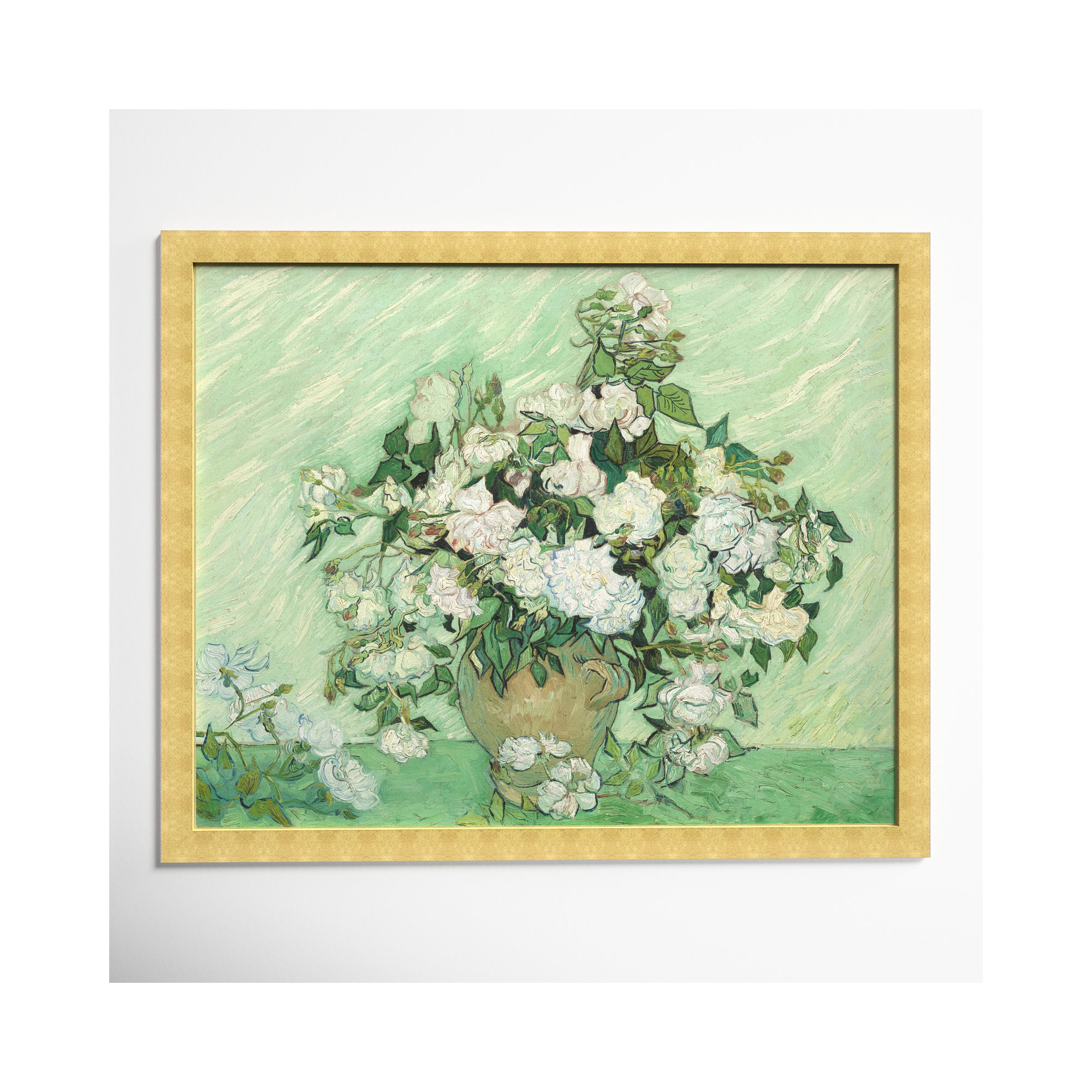 Van Gogh - Roses by Oliver Gal, 26" H x 32" W x 0.5" D, Gold
