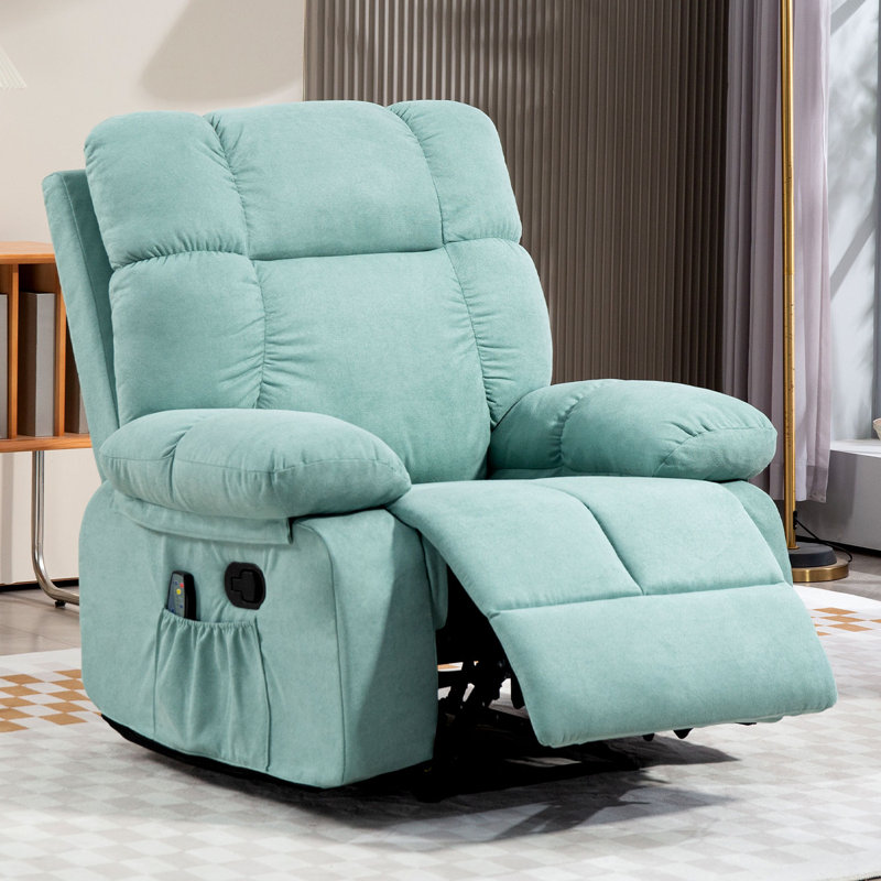 41.34"Plush Glider Recliner Chair with Smooth Rocking Motion - Overstuffed Upholstered Fabric Living Room Recliner with Side Pocket Comfortable & Stylish
