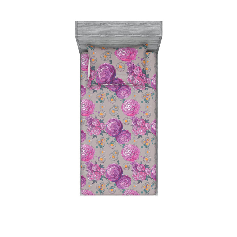Drap-housse et taie décorative Ambesonne Garden, Ensemble de draps pour lit simple avec 1 taie d'or