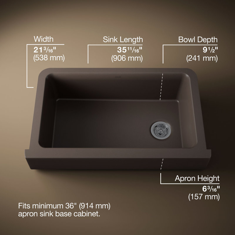 Cairn Undermount Single-Bowl Farmhouse Kitchen Sink, Matte Brown