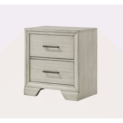 1Pc Contemporary Style Two Storage Drawers Nightstand End Table Bedroom Solid Wood Wooden Furniture Dark Wood Finish