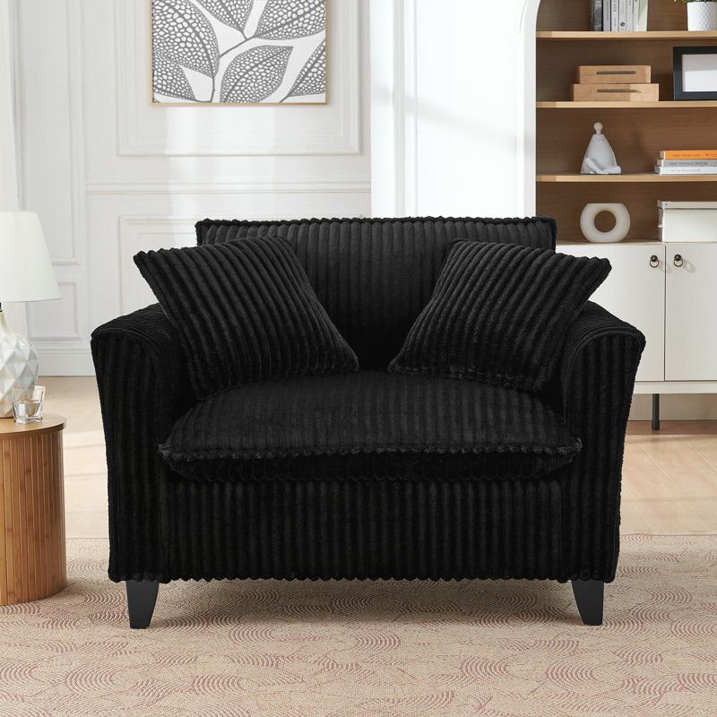 Fauteuil Lazy avec dossier et coussin d'assise moelleux, Noir