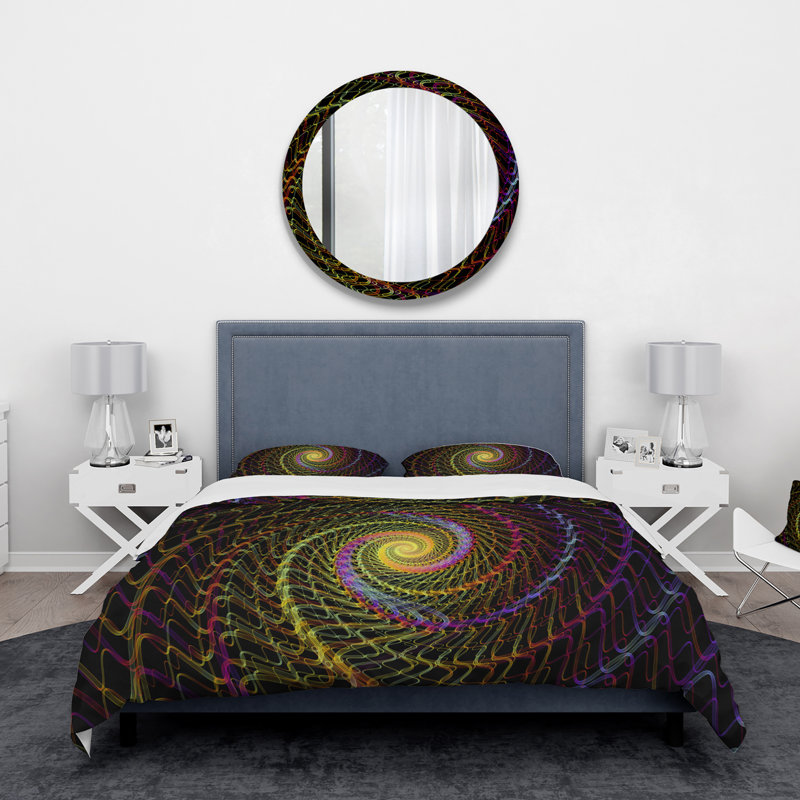 Spiral Fractal Geometric I - Ensemble de housse de couette moderne - Polyester en microfibre