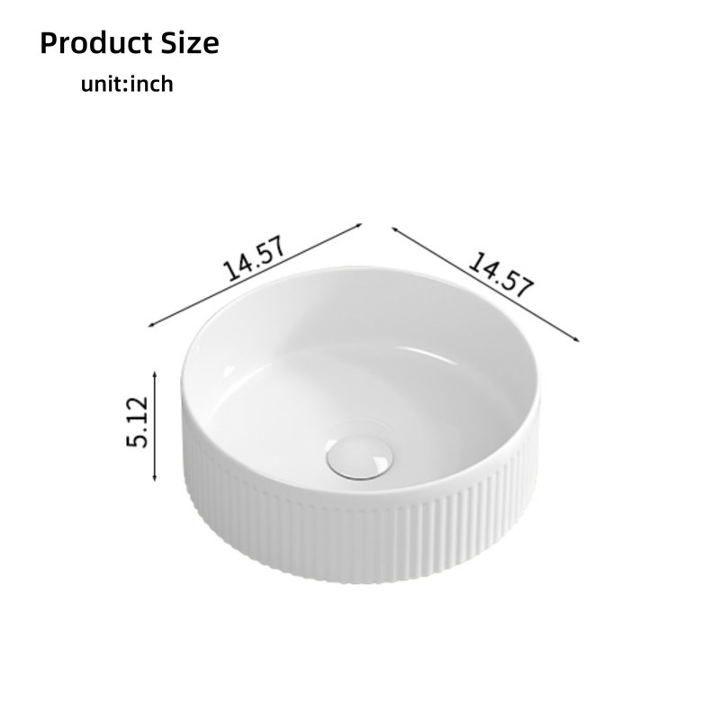 Petit lavabo de comptoir rond de 14 pouces, lavabo en céramique blanche, lavabos modernes, lavabos de salle de bain, lavabos de salle de bain