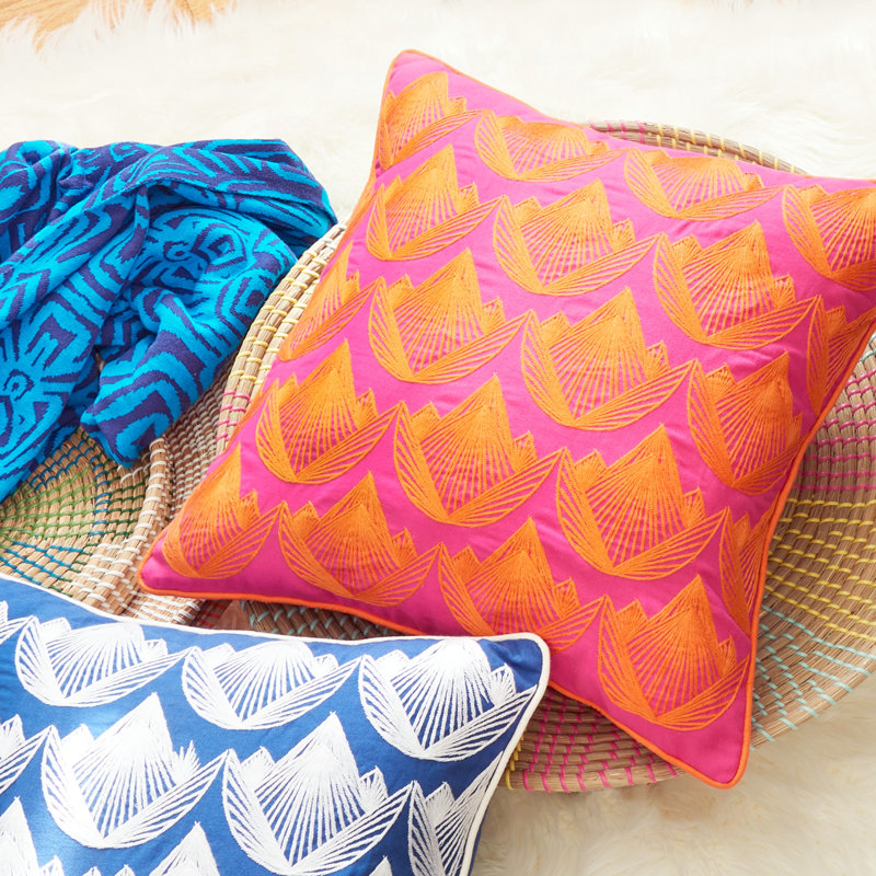 Rochelle Porter Lotus 20x20 Decorative Pillow, Orange/Pink
