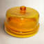 Cloche à gâteau en verre recyclé avec assiette, diamètre 29 cm, jaune-24225792-24225798