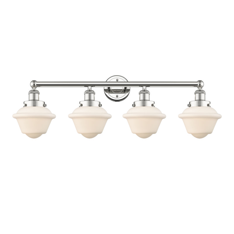 Éclairage pour meuble-lavabo à 4 lumières à intensité variable Grourke, Blanc mat, Nickel poli