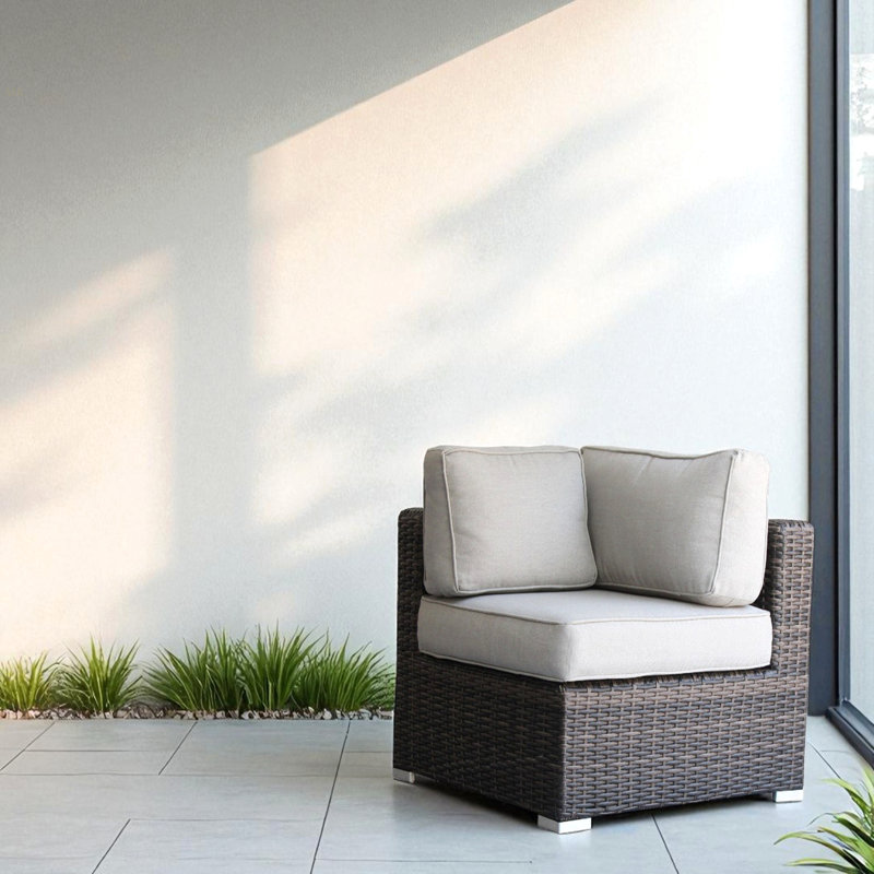 Canapé modulaire en osier brun, Beige, Brun