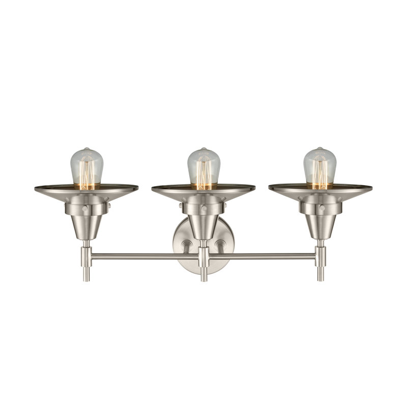 Gayle 3 - Light Dimmable Vanity Light, Satin Nickel, 4 Watt Vintage LED Bulb, Satin Nickel