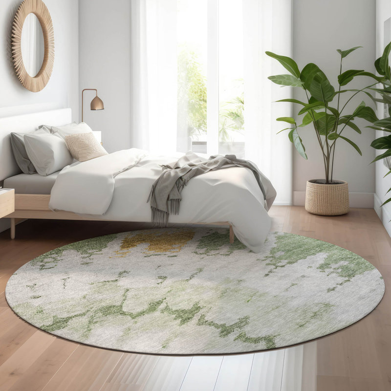 Premium Machine Washable Cerrito Aloe Rug, Round 8'
