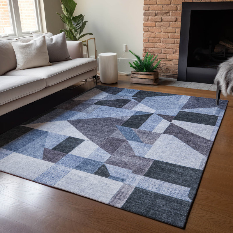 Machine Washable Indoor/Outdoor Wagenen ACN2365 Geometric Rug, Rectangle 8' x 10'