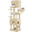 Cat Tree for Indoor Cats, Multi-layer Scratching Post with Large Platform, 2 Caves, 7 Sisal Posts, Pompoms, Cat Basket, Hammock, Suitable for Cats-801803118-801803117