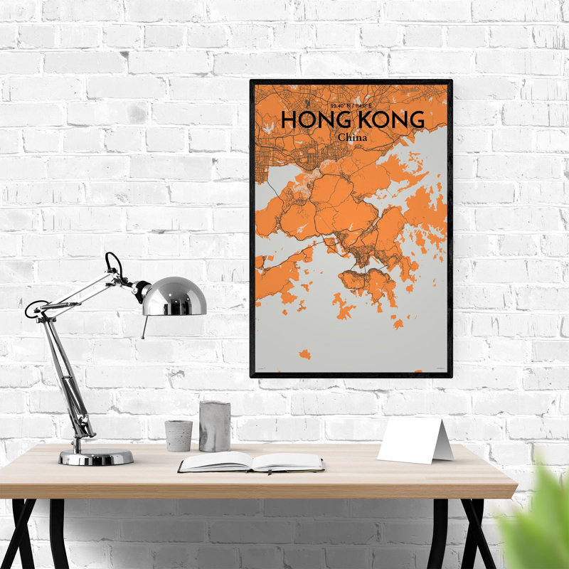 " Hong Kong City Map ", 36" H x 24" W