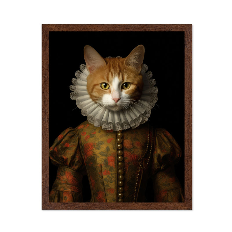 Chat de la Renaissance, Poster, 18"H x 24"W, Brown Framed