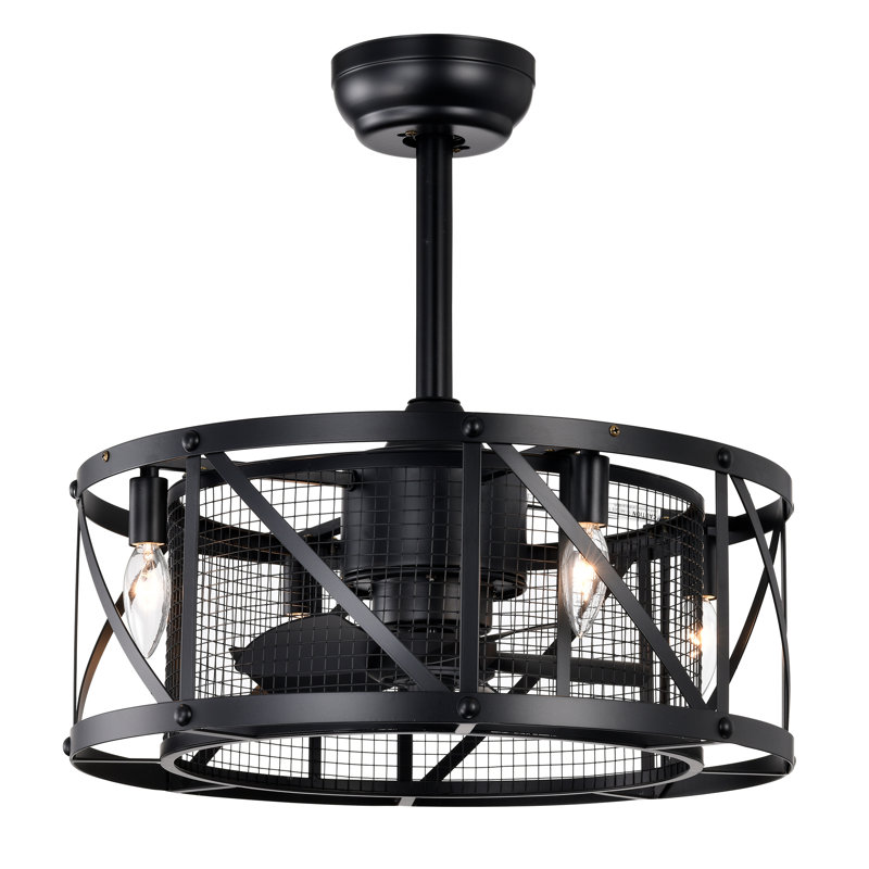 Ventilateur de plafond 20 pales avec cage de 20 pouces Kinzel, Noir, Noir