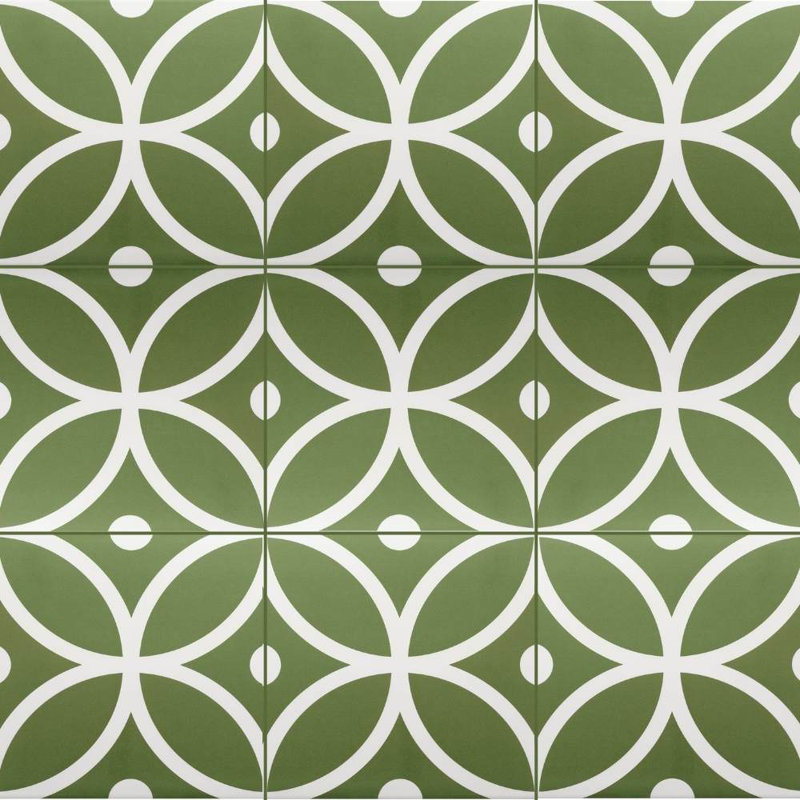 Carreaux de sol et muraux en porcelaine à motif géométrique d'environ 20 x 20 cm, Bergen Verde