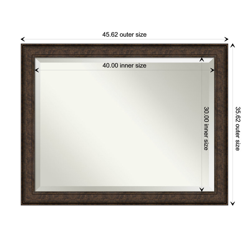 Fahlman Flat Wall Mirror, Rustic Brown, 35.5" x 45.5"