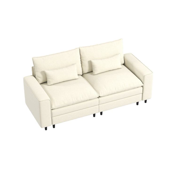 Canapé-causeuse moderne en chenille 85,43 po de largeur, Beige