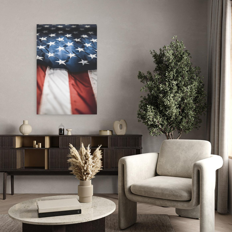 Vintage American Flag Vintage Abstract Landscape Nature Wall Art Print by Tim Mossholder - Wrapped Canvas Print