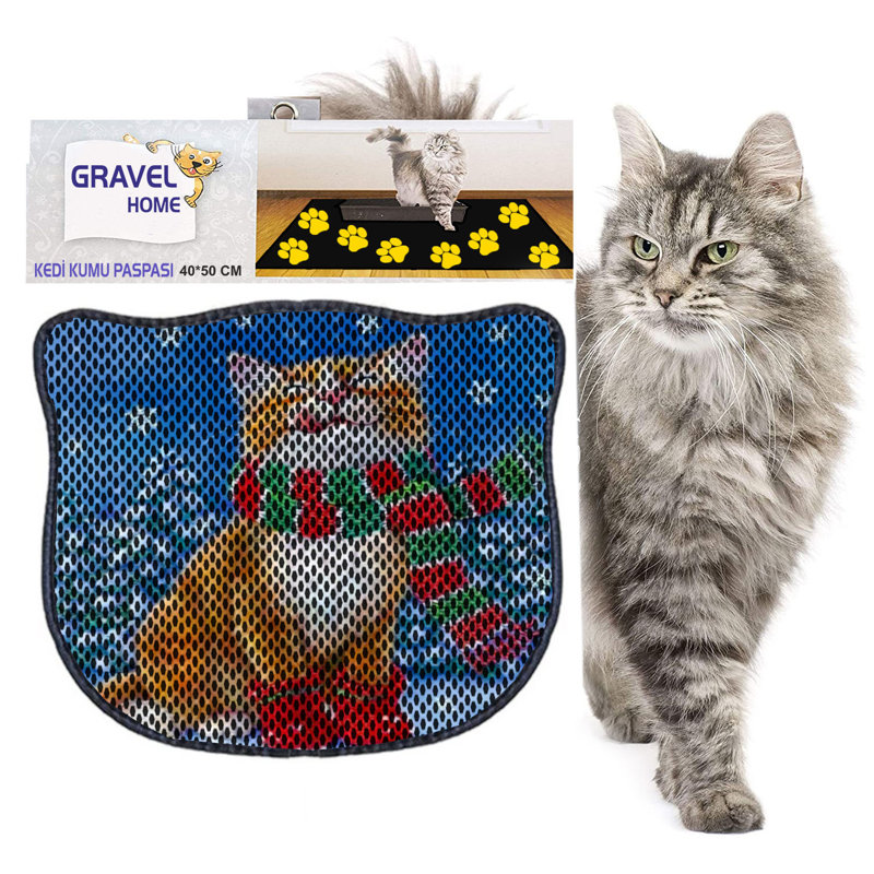 Tapis de litière durable pour chat, 15,7 po x 19,7 po | 50% PVC / 50% polyester, lavable à la machine et passer l'aspirateur | Parfait pour un nettoyage facile, conception antidérapante pour garder votre maison propre et fraîche, idéal pour les propriétaires d'animaux de compagnie