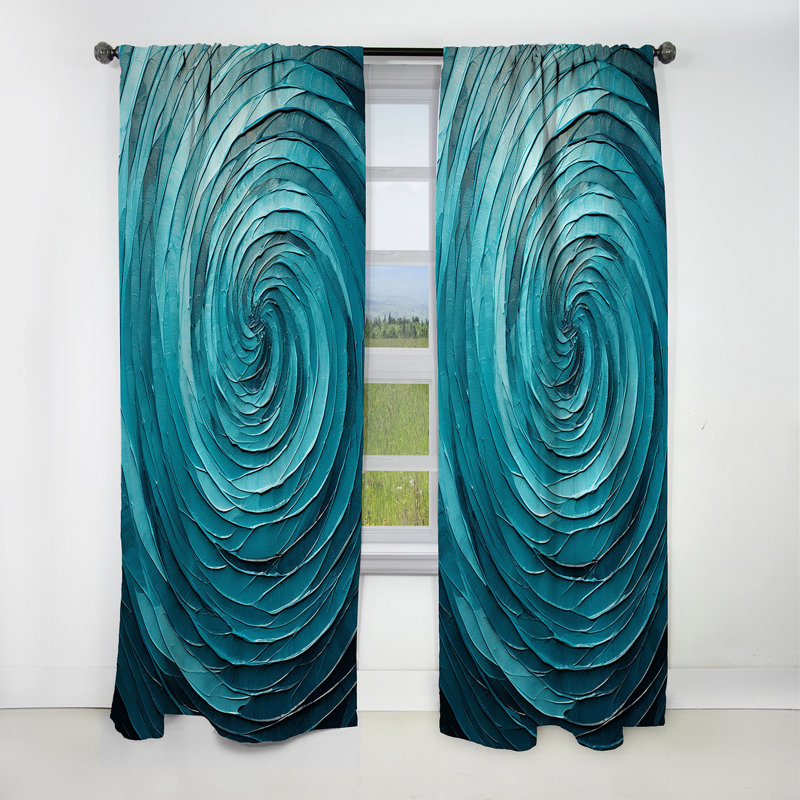 Teal Twist Tranquility Spiral II - Rideau en spirale - Rideau abstrait occultant - 1 panneaux, L 52 po x L 84 po