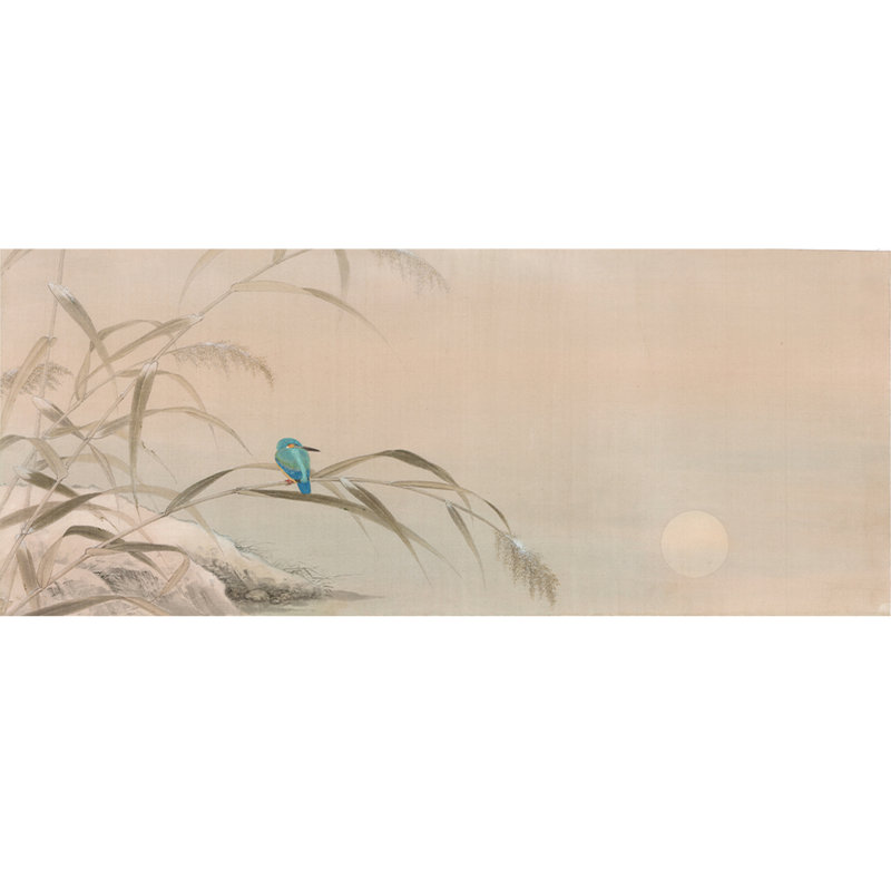Kingfisher at Winter Dusk by Xiu Yitang - Single Picture Frame Print, 13.5" H x 25.5" W x 0.94" D, Black
