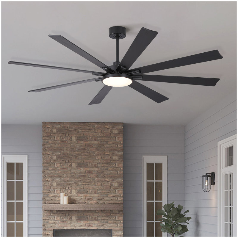 Ventilateur de plafond 72 pouces noir minimaliste avec pales en bois massif Mordern
