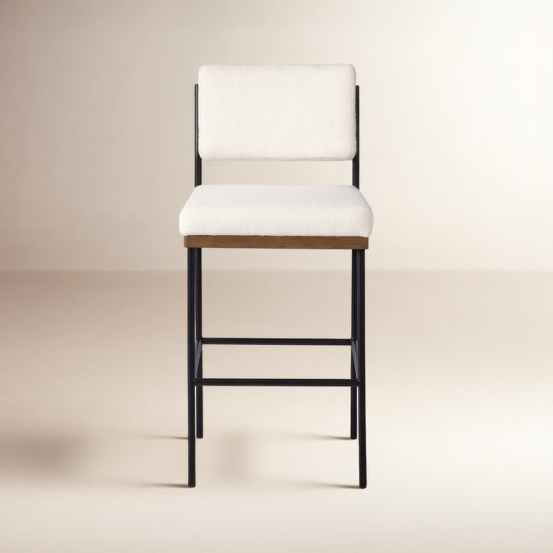 Benton Upholstered Stool with Metal Frame, Fayette Cloud/Polyester Blend, Bar Stool (30.3" Seat Height)