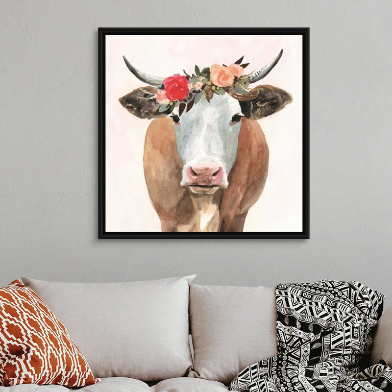 «Spring On The Farm II», art mural sur toile, H 38 po x l 38 po x P 2 po, Toile avec cadre noir