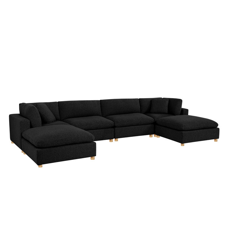 Ensemble modulaire 6 pièces en tissu Teddy Boucle, Ours en peluche noir