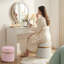Ensemble de 2 repose-pieds ronds en velours avec couvercle relevable et rangement caché pour le salon et la chambre à coucher-123017240