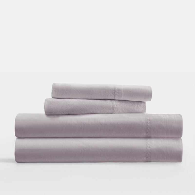 Sateen Long-Staple Cotton Deep Pocket Sheet Set, Mauve, Split King Sheet Set with 2 Pillowcases