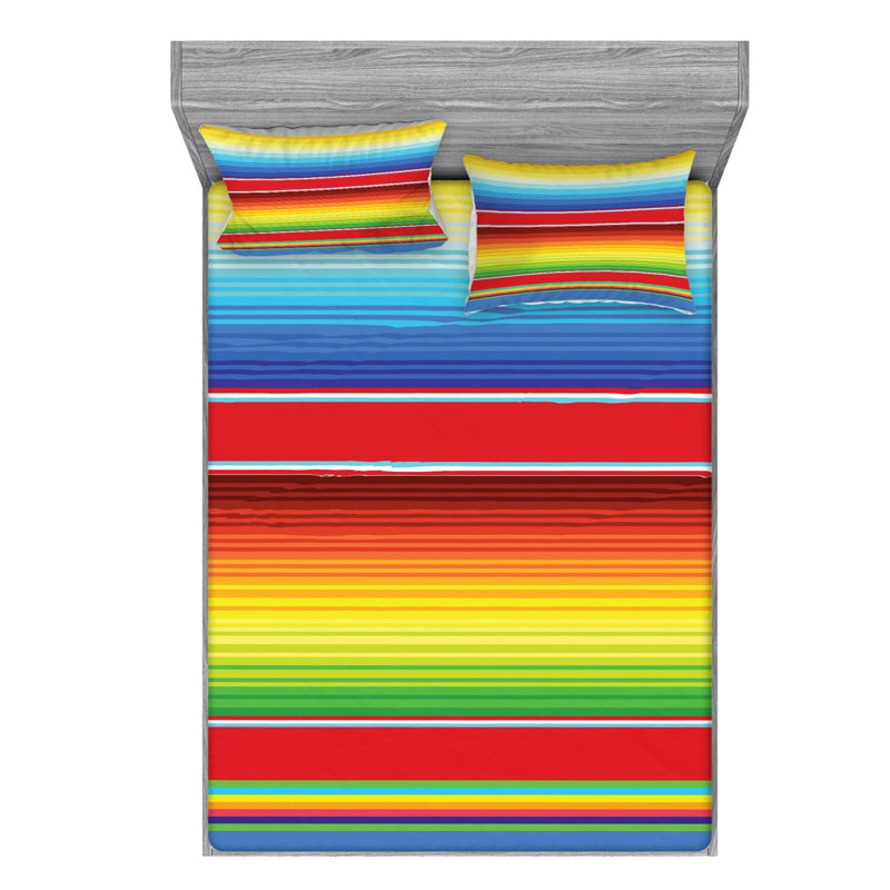 Microfiber Striped Sheet Set, Full Sheet Set with Fitted Sheet