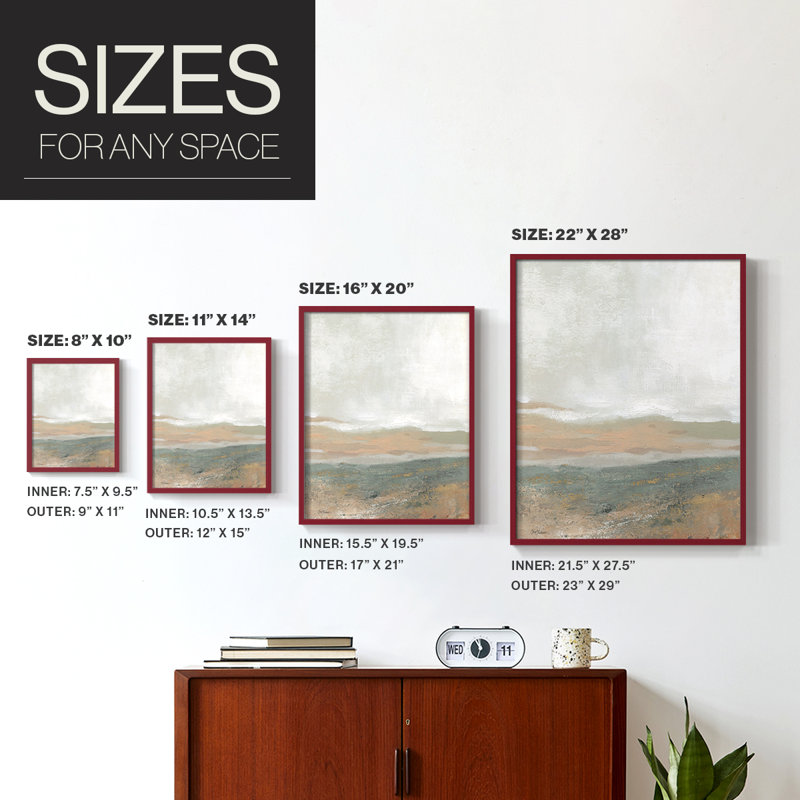 Earthy Textures, reproduction encadrée - bois massif, Rouge, H 10 po x l 8 po
