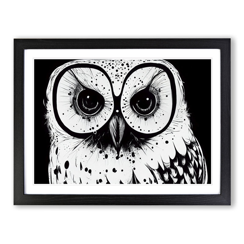 Striking Owl Art Vol.3 - Single Picture Frame Print, Black, 25cm H x 34cm W x 2cm D