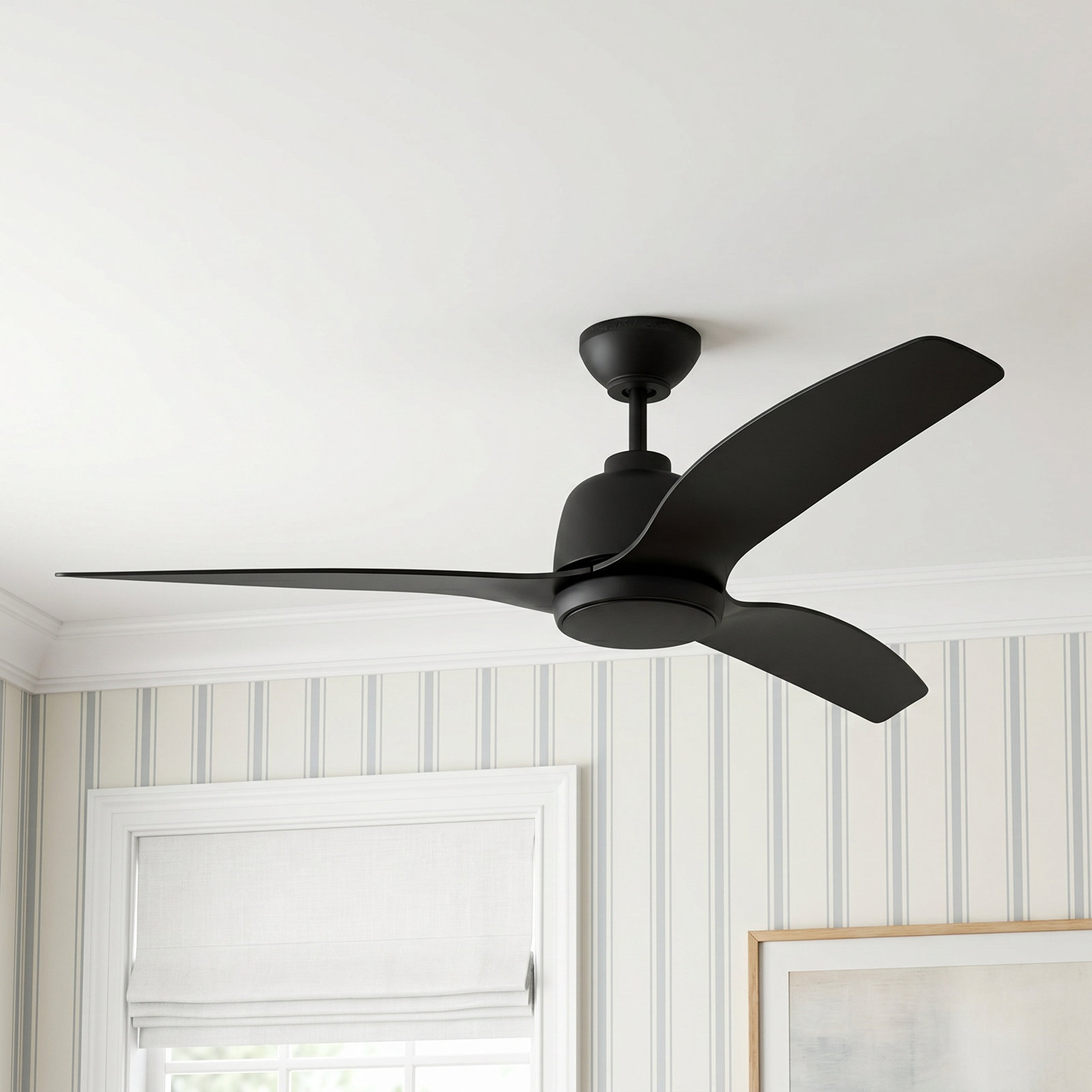 52'' 3 Blade Ceiling Fan with LED Light Kit, Midnight Black