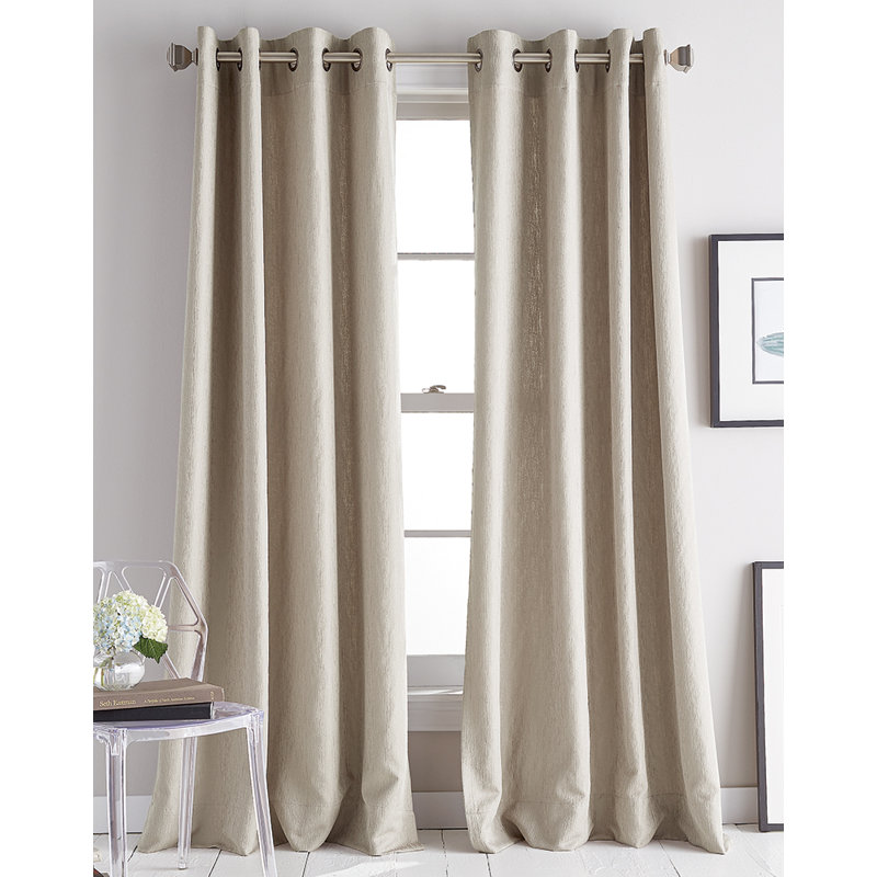 Avenue Solid Room Darkening Grommet Single Curtain Panel, Linen, 50" W x 84" L