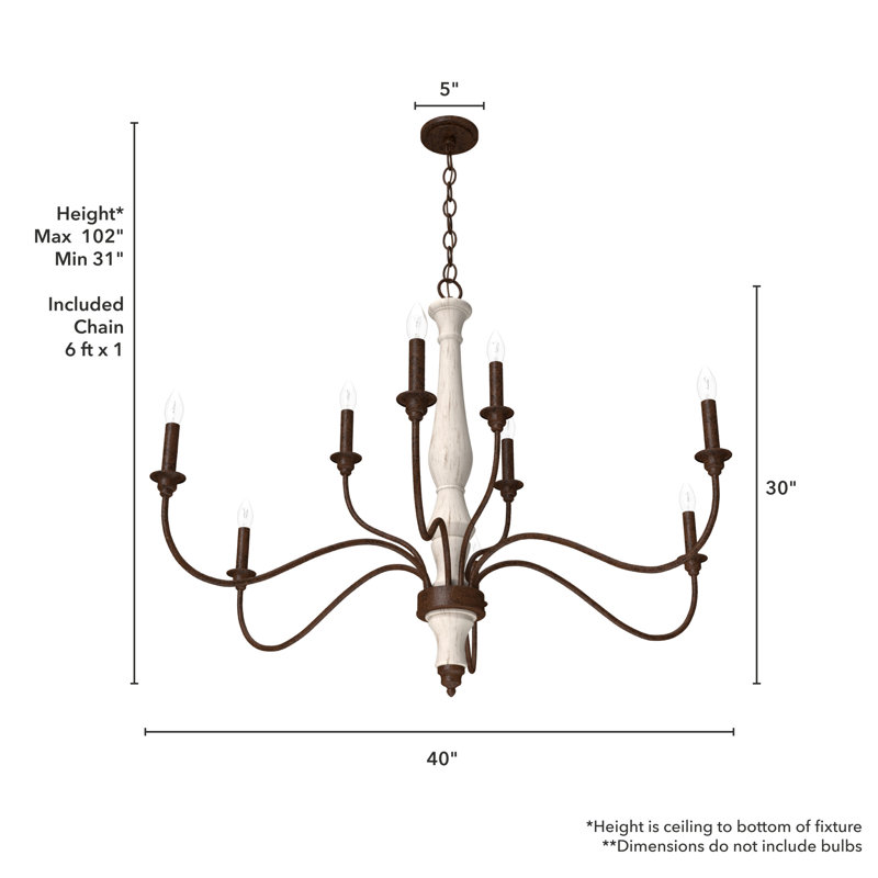 Distressed White 9-Light Tiered Candle Chandelier