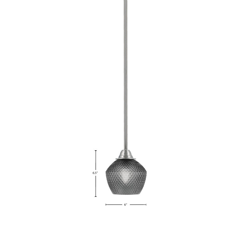 Mini-luminaire suspendu en verre 6 po Mukkesh, Nickel brossé, Noir