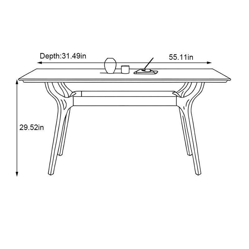 Small rectangular family dining table, 29.52"H x 55.11"L x 31.49"W