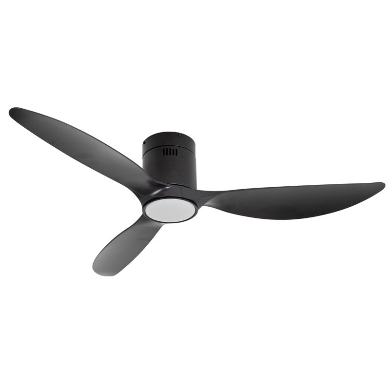 52 Inch Black Recessed Mount Ceiling Fan Light, 22 Watt Dimmable, Silent Dc Motor, 6 Speeds, Suitable For Bedroom, Kitchen, Office And Dining Room