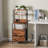 Set of 2 LED Charging Nightstands, Tall Bedside Tables with 2 Drawers & 3 Open Shelves Each, 2 Outlets & 2 USB Ports, 3-Color Light Tube-818530104-818530106