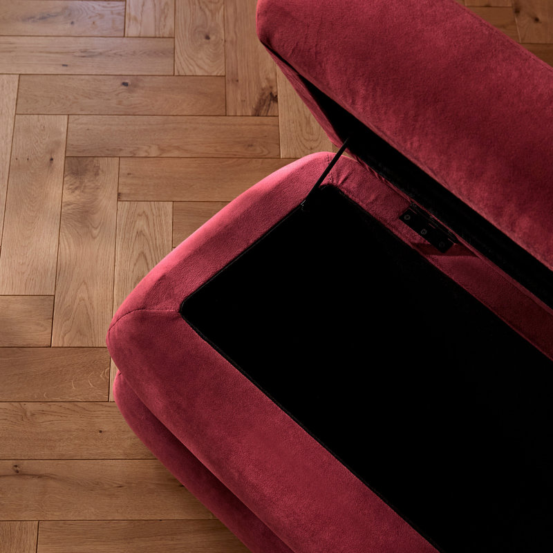Footstool with Storage, Burgundy Red