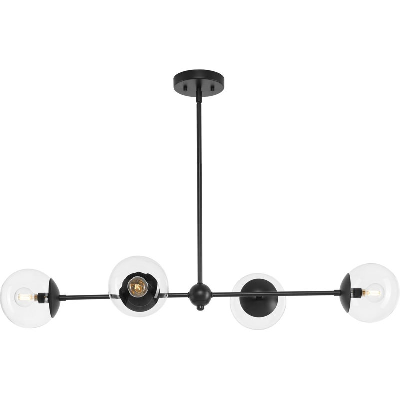 Sasheer 4 - Light Kitchen Island Modern Linear Chandelier, Noir mat