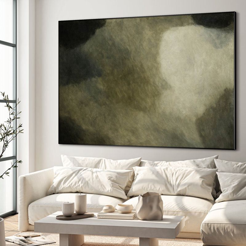 Très grande reproduction d'art sur tissu mural - ciel nuageux doux avec lumière et ombre décorative pour le salon ou la chambre à coucher - «Assemblage requis du cadre (cadre non fini)»