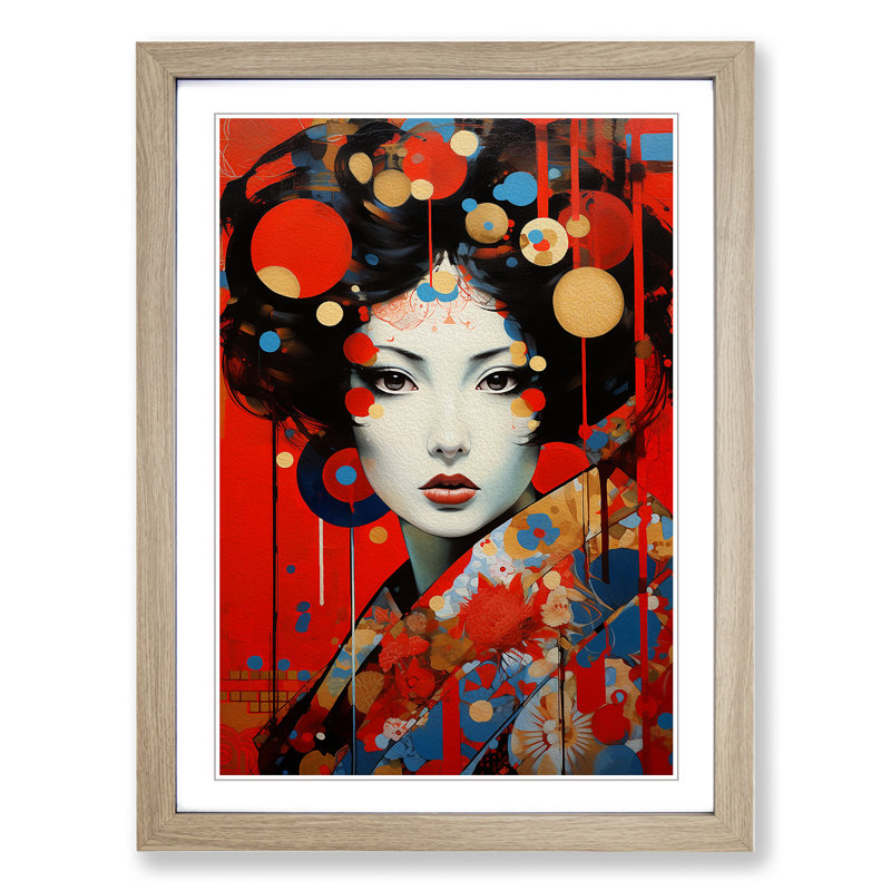 Geisha Dadaism Art - Framed Print, Oak Framed, 34cm H x 25cm W