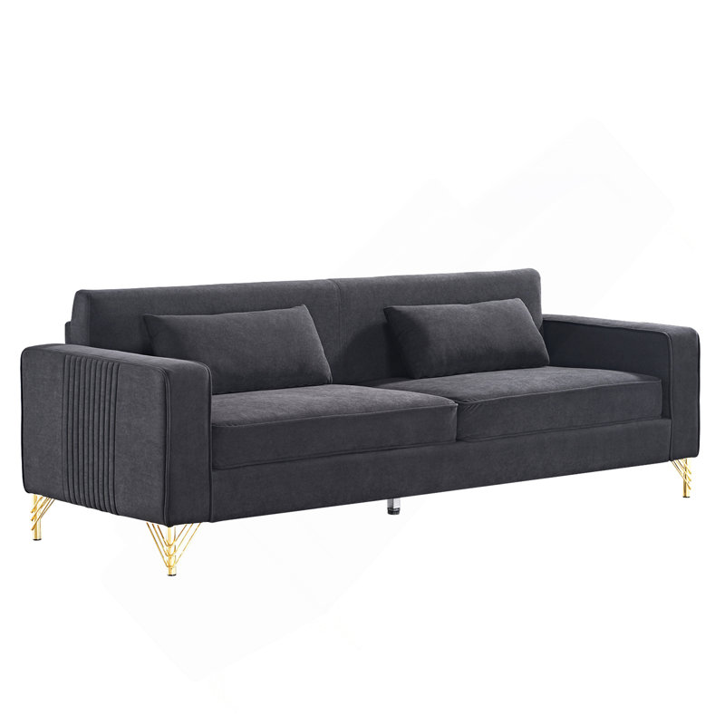 Canapés en velours de 85,8 po Aesthetic, Black