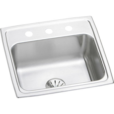 Lustertone Stainless Steel 19.5" L x 19" W Drop-in Kitchen Sink with Perfect Drain